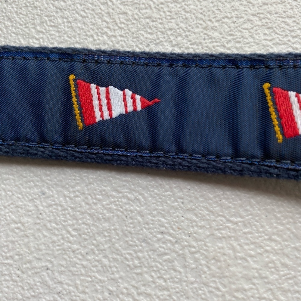 Blue and Red Patterned Belt with Nautical Flags 34”